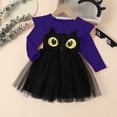 thumbnail image 5 of Zylarhe Girls Halloween Toddler Kids Cosplay Long Sleeve Cartoon Prints Mesh Dress Outfit Dark Purple 3-4 Years, 5 of 9