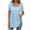 #002#-Sky Blue, variant on Women Tunic Tops U Neck Dressy Casual Summer Puff Sleeve Babydoll Shirts Floral Loose Fit Pleated Boho Top Blue S
