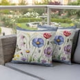 thumbnail image 4 of Spring Flowers Pillow Covers 2 Pack Daisy Wildflowers Butterfly Gray Blue Border Pillowcase Waterproof Outdoor Throw Pillow Cover for Patio Garden Square Cushion 18”x18”, 4 of 9