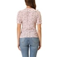thumbnail image 3 of INSPIRE CHIC Women's Floral Blouse Peter Pan Collar Lace Trim Button Down Shirt Pink S, 3 of 5