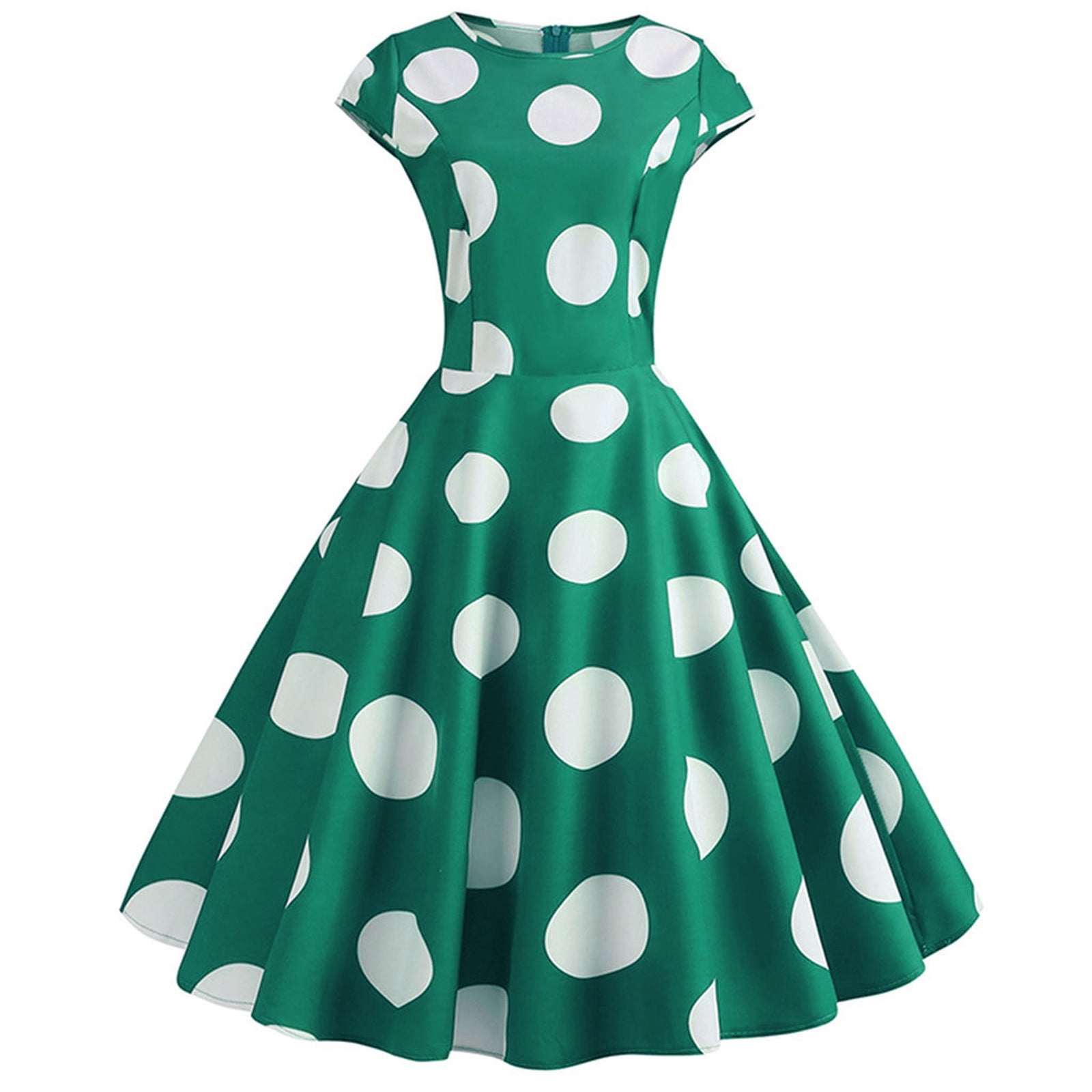 Rbaofujie Dresses for Girls Green Dresses Women Vintage Retro Short
