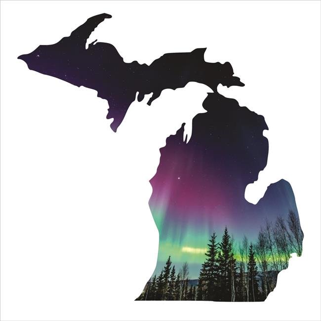 Precision Metal Art MICHIGAN18NORTHERNLIGHTS 18 in. State Michigan