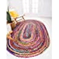 thumbnail image 3 of Unique Loom 3138913 8 x 10 ft. Braided Chindi Oval Rug, Multi Color, 3 of 10