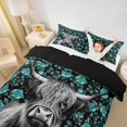 thumbnail image 3 of jejeloiu Teal Rose Cow Duvet Cover Set Kids,Western Print Bedding Full,Reversible,3-Piece(No Comforter), 3 of 6