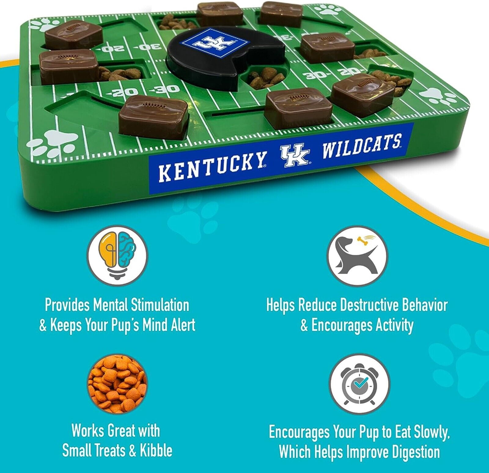 Pets First NCAA Kentucky Wildcats Puzzle Toy, Puzzle Treat Dog Toy, Interactive Dog Treat Toy, Dog Puzzle Feeding Slow Toy