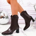 thumbnail image 6 of Wensltd Women's Chunky Heel Booties Black Casual Comfortable Short Boots Side Zipper Fall Shoes, 6 of 6