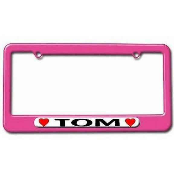 Tom Love with Hearts License Plate Tag Frame, Pink Color