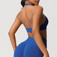 thumbnail image 5 of Neewe Women's Seamless Sports Bra Knitted Yoga Suit Gathering Breathable Workout Gym Tank Top for Women-Blue L, 5 of 9