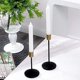 thumbnail image 4 of Juego de 2 candelabros de cono negro de latón dorado, centro de mesa decorativo, 4 of 5