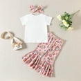thumbnail image 6 of naisibaby Baby Girls Summer Casual Outfits, Printed Short Sleeve Flared Pants Cotton Suit White 18-24Months, 6 of 8