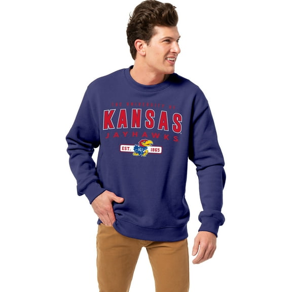 Men's League Collegiate Wear Royal Kansas Jayhawks Essentials 2.0 Fleece Pullover Sweatshirt