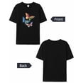 thumbnail image 7 of Men's T-Shirt Butterfly Colorful Embroidery Style Short Sleeve Casual Tee Classic Crew Neck T-Shirt for Men, 2XL, 7 of 7