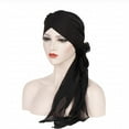 thumbnail image 3 of Women Solid India Hat Muslim Ruffle Cancer Chemo Beanie Turban Wrap Scarf Cap, 3 of 9