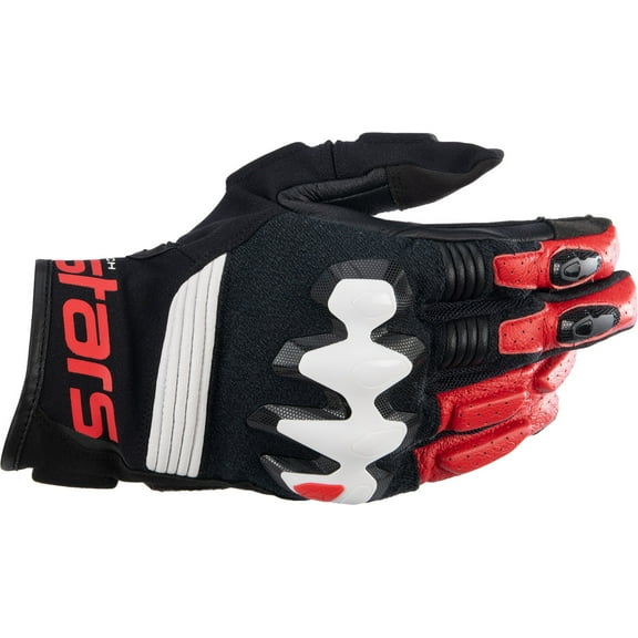 Alpinestars Halo Mens Leather Motorcycle Gloves Black/White/Red MD