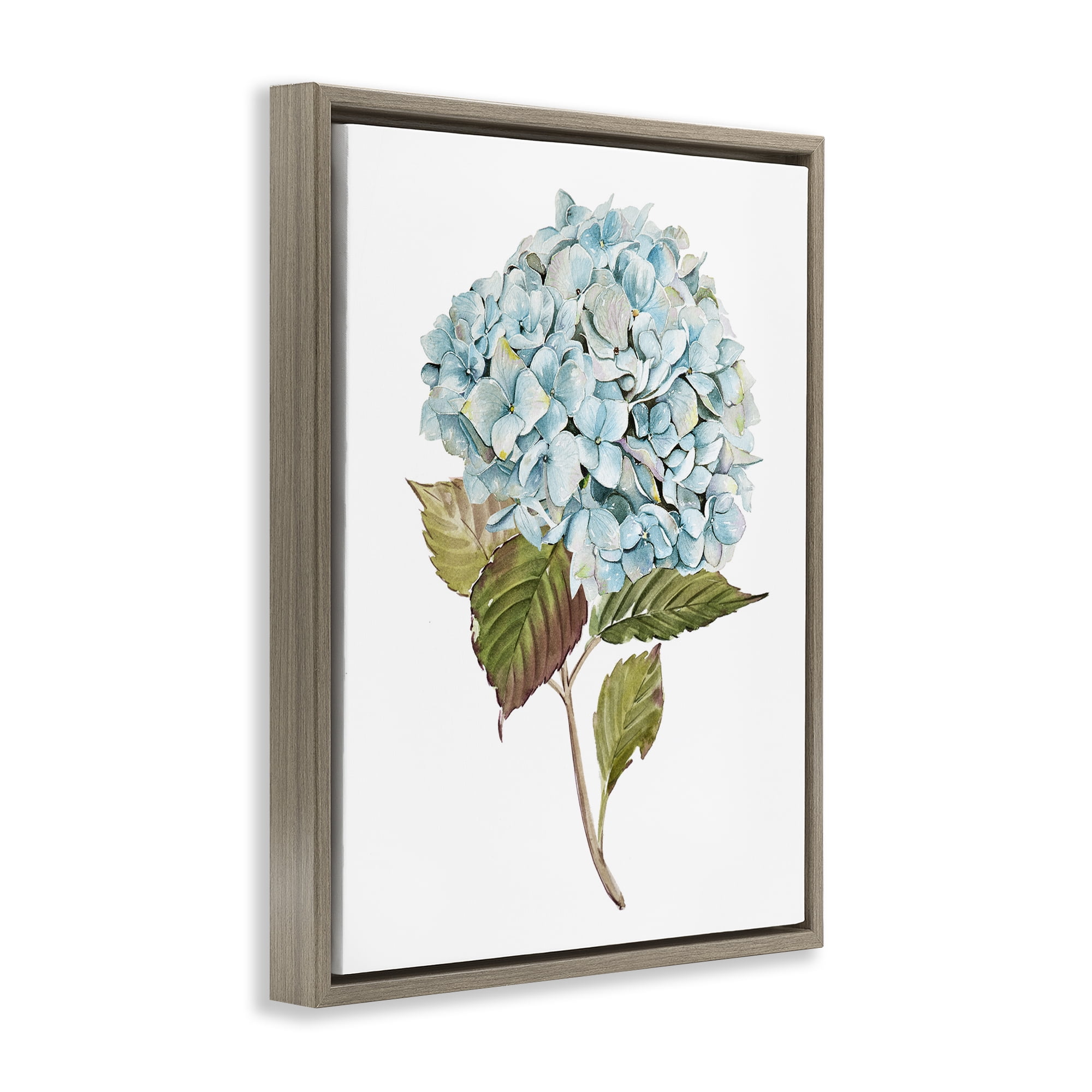 Stupell Industries Simple Hydrangea Bud Botanical & Floral Painting Brown Floater Framed Art Print Wall Art, 17 x 21