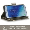 thumbnail image 5 of Compatible with Samsung Galaxy J7 Star J 7 Crown 7J Refine 2018 Wallet Phone Case and Tempered Glass Screen Protector Flower Faux Leather Flip Credit Card Holder Stand Zipper Cell Cover for Grey, 5 of 9