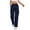 *Navy, variant on Women's Y2k Pull On Cargo Pants,High Waisted Jogger Trousers,Ladies Wide Leg Streetwear with Pockets,Black,Size M