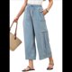 thumbnail image 3 of Pantalones Anchos de Verano para Mujer, Cómodos, Color Azul , Talla M, 3 of 7