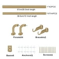 thumbnail image 3 of 2 Pack 1Inch Diameter Wrap Around Curtain Rods, 28-48Inch Adjustable Length Room Darking Curtain Rods with Aluminum Finials and Brackets, Warm Gold, 3 of 7