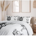 thumbnail image 6 of Ambesonne Animal Duvet Cover Set, Savannah Wildlife Sketch, 2-Calking, White and Black, 6 of 7