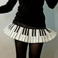 thumbnail image 6 of Women's Schoolgirl High Waist Pleated A Line Skirt Vintage Aesthetic Piano Key Print Flared Short Skater Skirts, 6 of 8