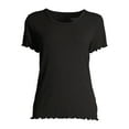thumbnail image 4 of Time and Tru Women’s Lettuce Edge Short Sleeve T-Shirt, 4 of 6
