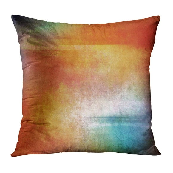 BOSDECO Watercolor Glass Abstract Colorful Blue Red Yellow Color Paint Cracked Concrete Wall Old PillowCase Pillow Cover 18x18 inch