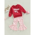 thumbnail image 3 of Bagilaanoe 2pcs Toddler Baby Girl Long Pants Set Letter Print Long Sleeve Sweatshirts Tops + Flare Trousers 6M 12M 18M 24M 3T 4T Kids Valentine's Day Outfits, 3 of 8