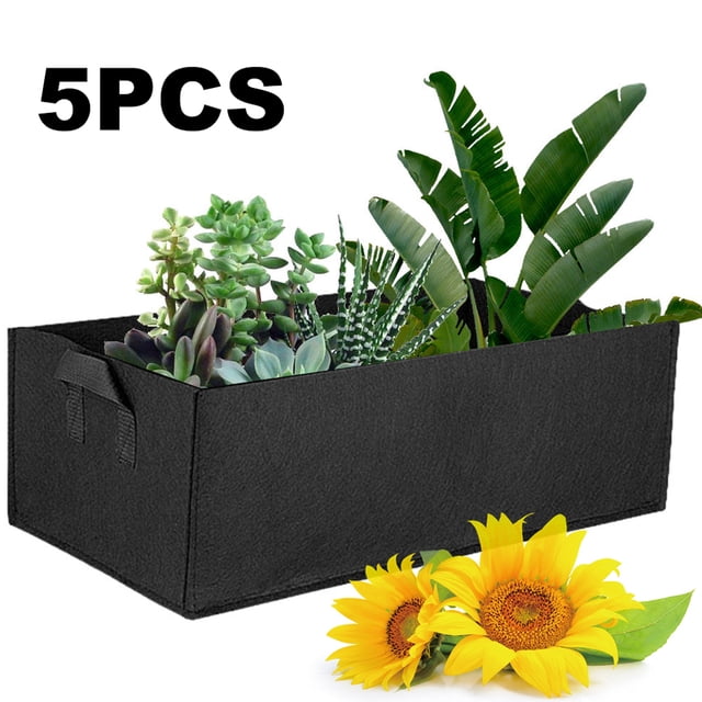 Caja de plántulas 5Pcs Bolsa De Cultivo De Maceta Grande, 50 * 30 * 20 Cm Bolsa De Planta De Fieltro Rectangular Bolsas De Cultivo De Jardín De Verduras Al Aire Libre Bolsas De Jardinera De Fruta Tran Muyoka Hogar