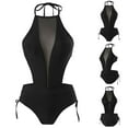 thumbnail image 2 of UTSJKR One Piece Swimsuit for Women Summer Tummy Hiding Straped Bathing Suit Sexy High Neck Backless Mesh Swimsuits Black 8, 2 of 8