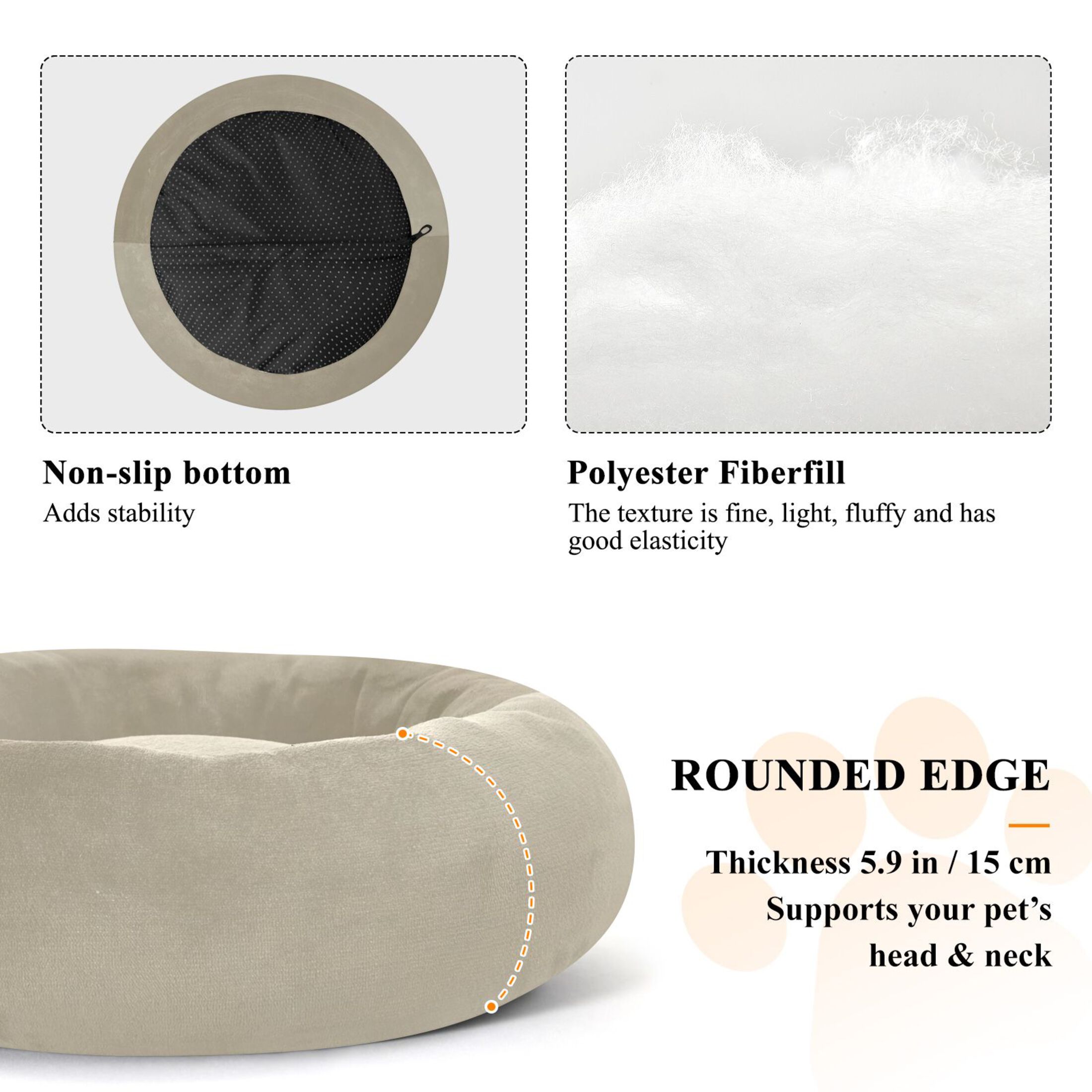 Iauyy Pet Couch Donut Cat Bed for Indoor Cats/Small Dogs Washable & Machine with Non-slip Bottom Calming Cat Furniture, Light Brown and Dark Green (M)