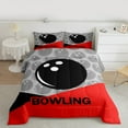 thumbnail image 2 of Feelyou Bowling Print Child Queen Comforter Set, Modern Sports Lover Bedding Sets, Grey Red Cartoon Theme Reversible Bedding Comforter Set, Super Cozy Room Decor, 3-Piece, 2 of 8
