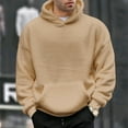 thumbnail image 4 of Men Solid Color Hoodie Winter Men Hoodie Double-sided Velvet with Big Front Pocket Loose Long Sleeves Thermal Top with Elastic Cuffs Hoodie Warm Men, 4 of 7