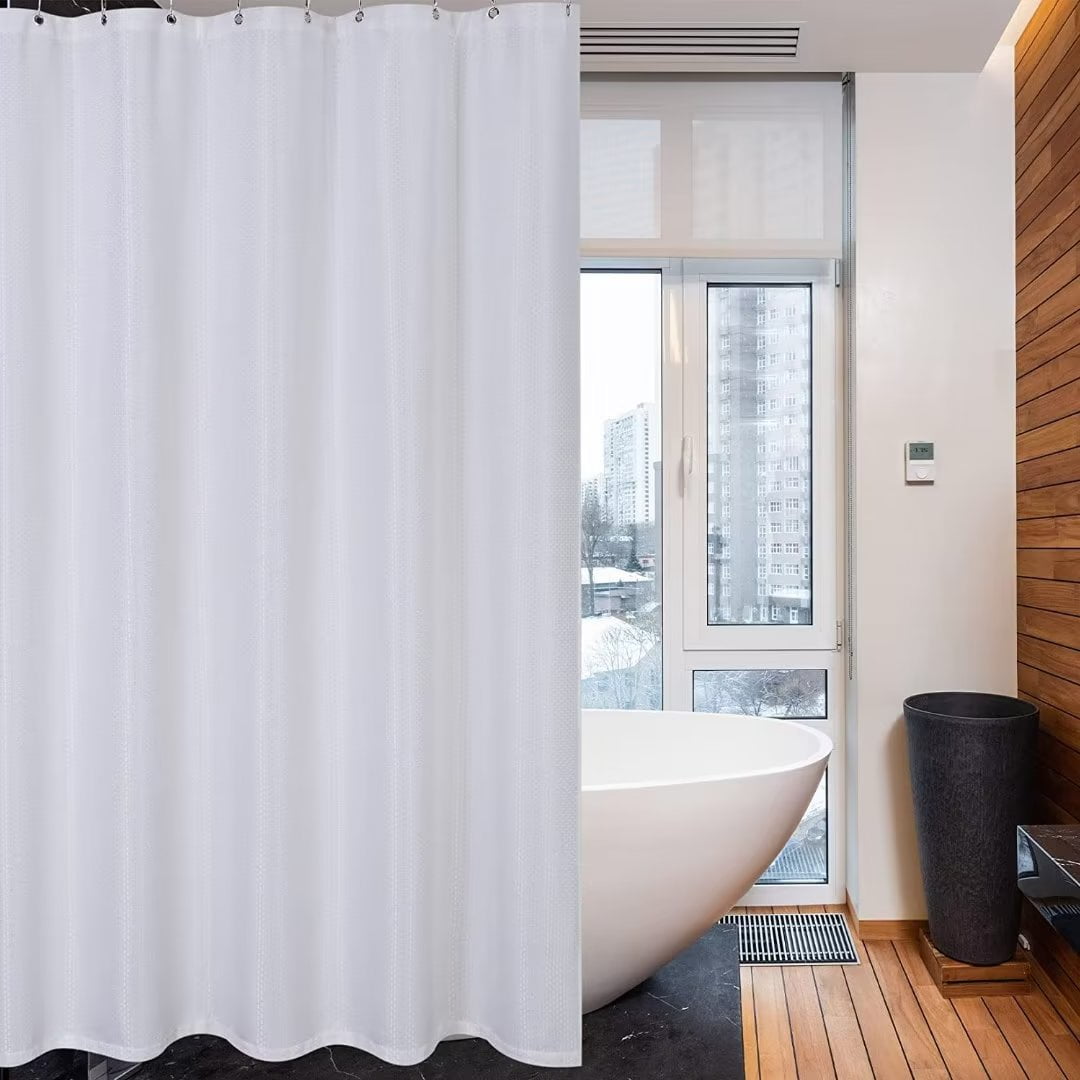 CAROMIO 72"W x 78"L Waterproof Shower Curtain Hotel Luxury Waffle Weave ...