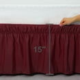 thumbnail image 3 of Unique Bargains Elastic Dust Ruffled Bed Skirt with 15" Drop Full Burgundy, 3 of 8