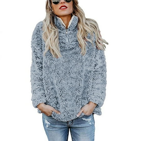 - Furry Fleece Half Zip Pullover, Multiple Colors