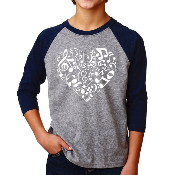 Boy's Raglan Baseball Word Art T-shirt - Heart Notes
