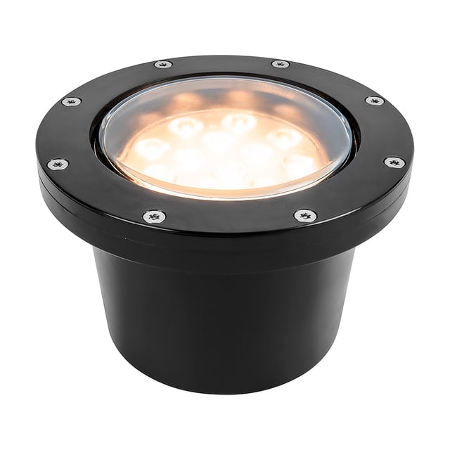 Lampara Empotrado En Piso Negro 12w Luz Suave Cálida 12hled