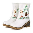 thumbnail image 6 of YLYL Christmas Women Mid Calf Boots Embroidery Fur Lined Chunky Block Heel Slip on Winter Snow Boots, 6 of 9
