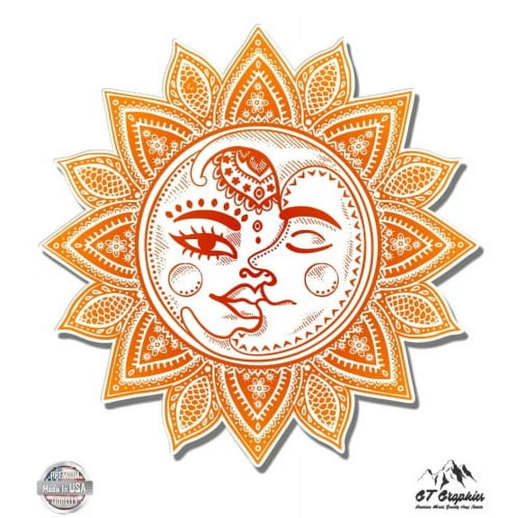 Sun Moon Stars Celestial - 3" Vinyl Sticker - For Car Laptop I-Pad Phone Helmet Hard Hat - Waterproof Decal