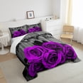 thumbnail image 4 of Purple Rose Bedding Sets Twin Purple Black Romantic Floral Comforter Set Women Valentine'S Day Blossom Flower Quilt Retro Rustic Farmhouse Rose Bed Comforter 1 Pillow Case, 4 of 5
