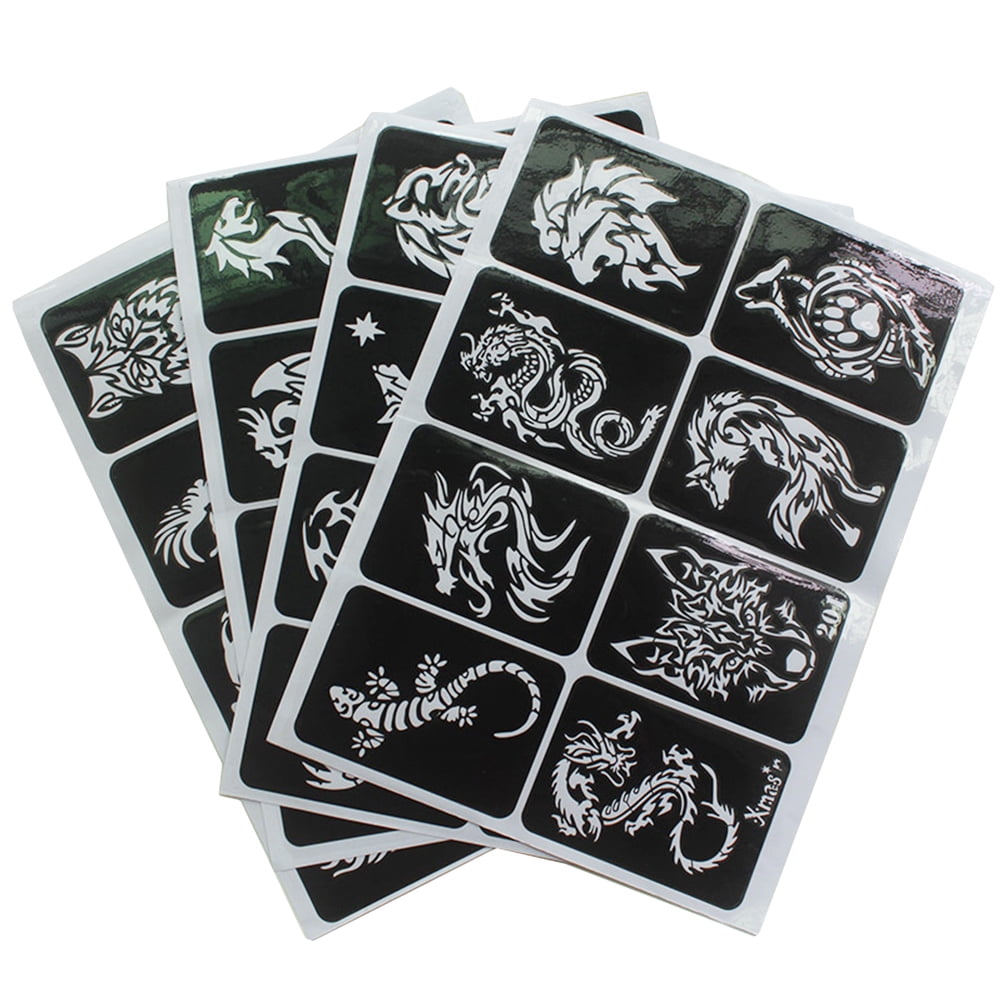 Frcolor Stencils Henna Tattoos Kit Face Body Glitter Stencil Template