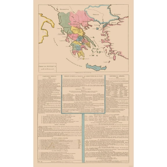 Historic Map - Ancient Greece - Le Sage 1801 - Vintage Wall Art