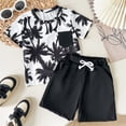 thumbnail image 2 of GXWEA Boy Summer Outfits Boys Size 6 Clothes Boys Clothing Sets Loose Athletic Crew Neck T-Shirt And Short Outfits, 2 of 5