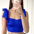 thumbnail image 2 of Camiseta sin mangas con tirantes para mujer, de color puro, ajustable, transpirable, agradable para la piel, corta, sin mangas, para fiesta en la playa, azul M, 2 of 6