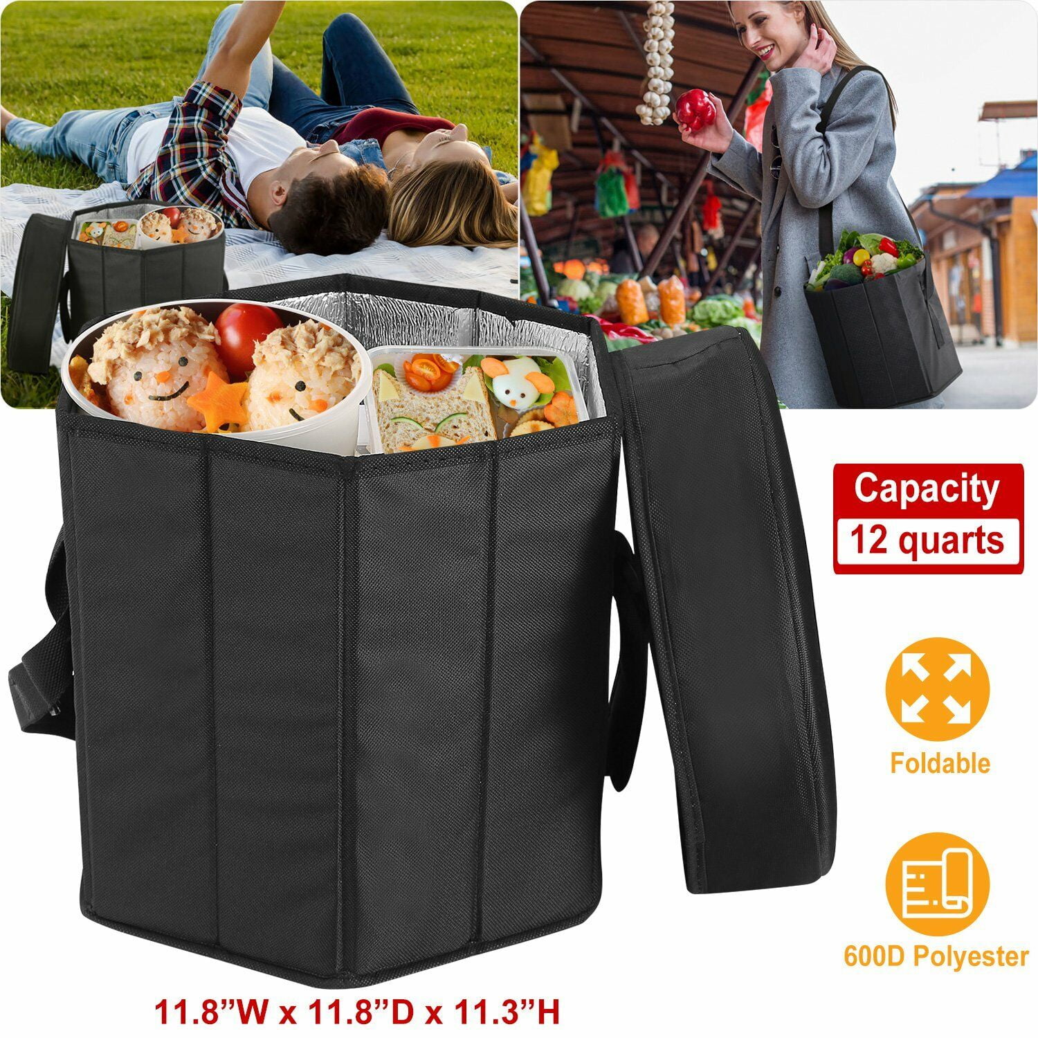 Insulated Picnic Camping Cooler Seat Stool Combo Organizer Collapsible