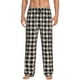 thumbnail image 1 of Balery Black Plaid Heart Pantalones de pijama para hombre, pijama ultraligero, pantalón de descanso-Large, 1 of 6