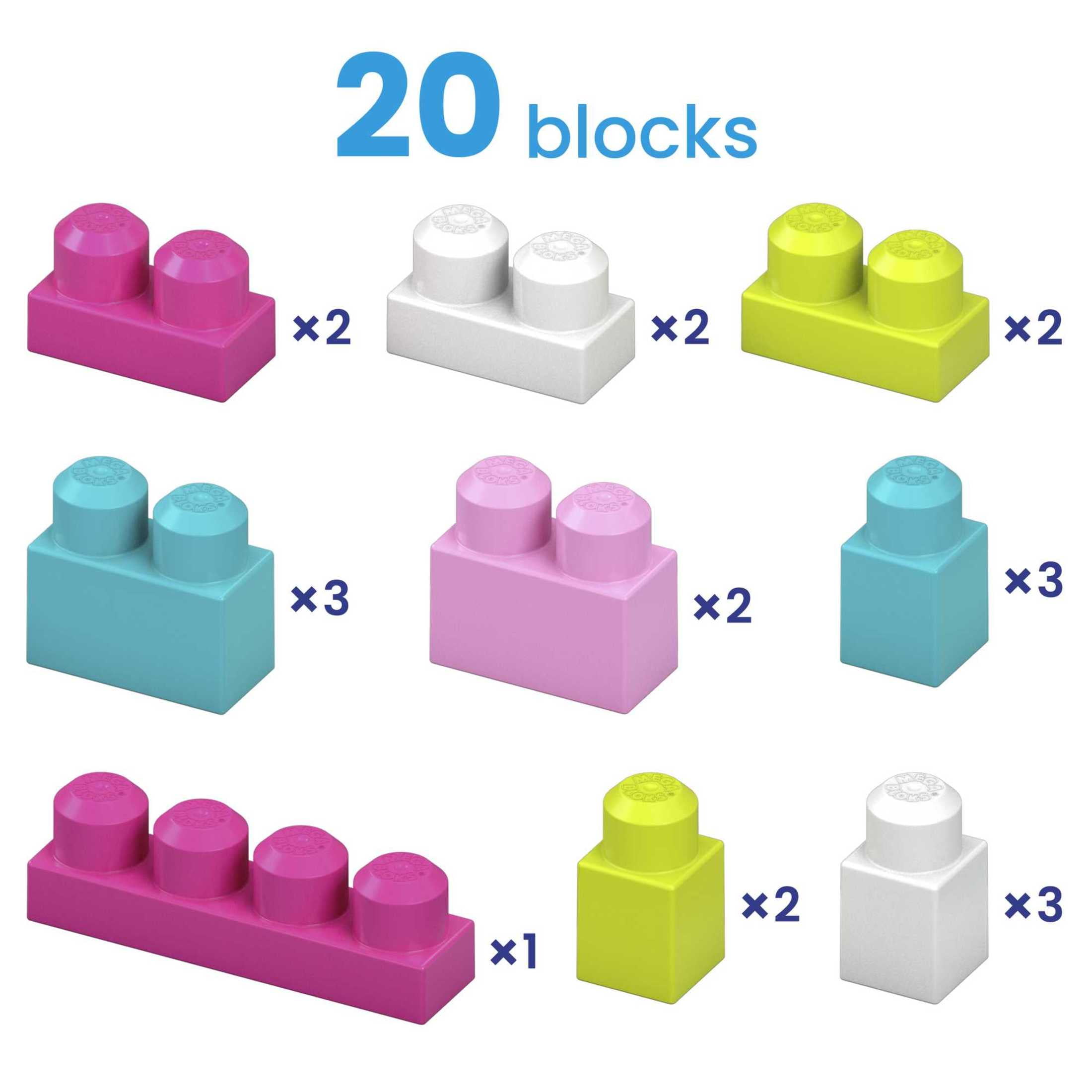 MEGA BLOKS Fisher-Price Pink Block Scooping Wagon Building Toy (21 Pieces) for Toddler, Plastic