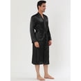 thumbnail image 2 of Bata de satén para hombre, camisón para dormir, camisón de manga larga para dormir, pijama, vestido, albornoz Negro M, 2 of 4