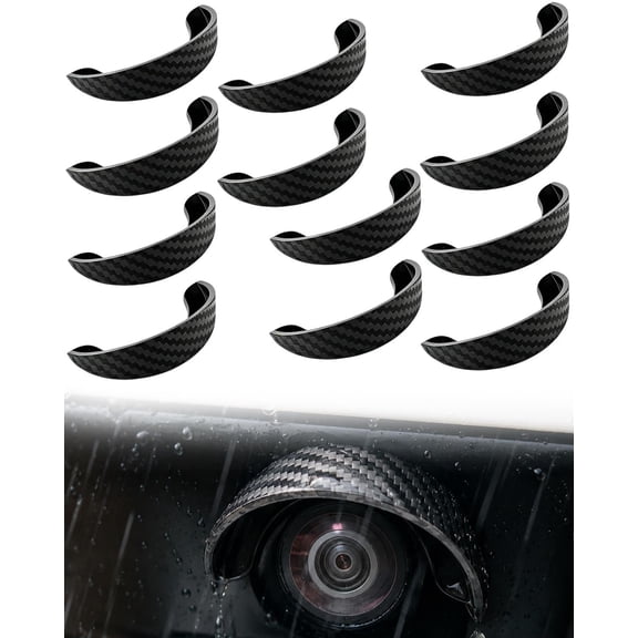 Waterproof Rear View Camera Rain Shield Cover Universal Car Backup Hood Visor Lens Protective Cover with Curved Black Pvc Canopy Adhesive Weather Guard Rain for Outdoor Parking